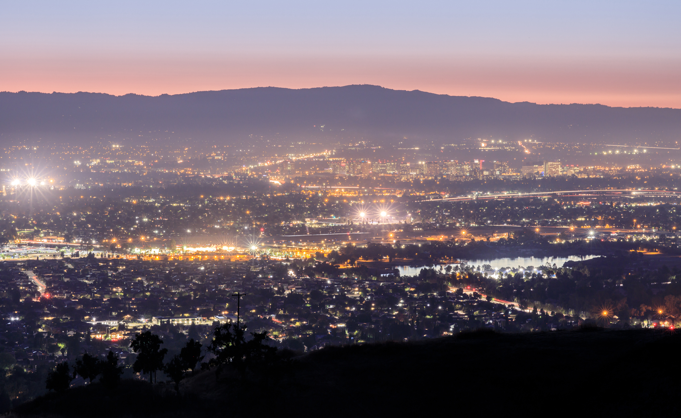 Silicon valley landscape in the evening,